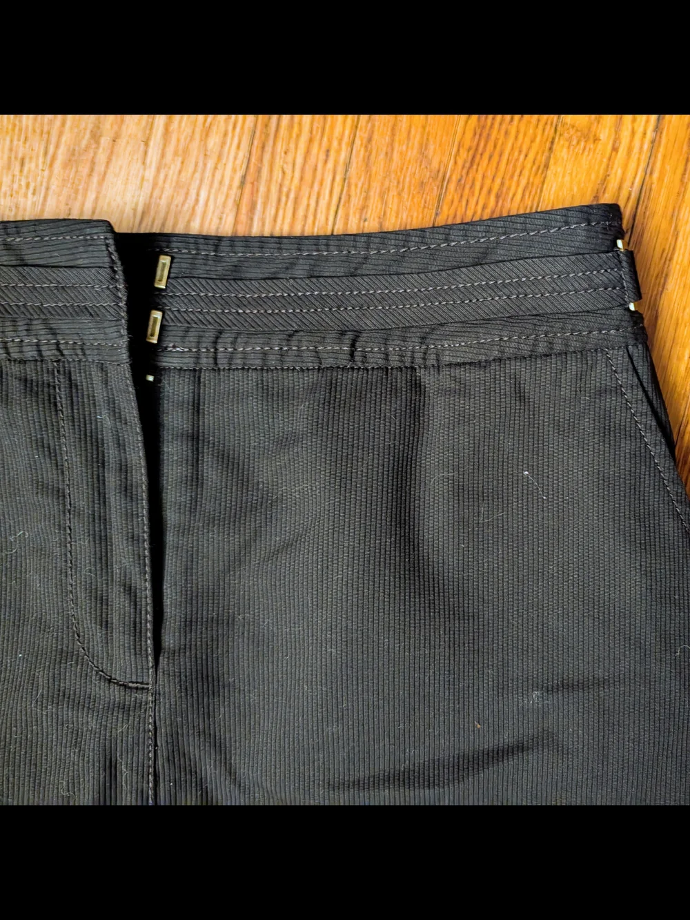 Think Tank 2008 Side-Tab Black Cotton Stretch Straight Cargo Midi Skirt Size 10